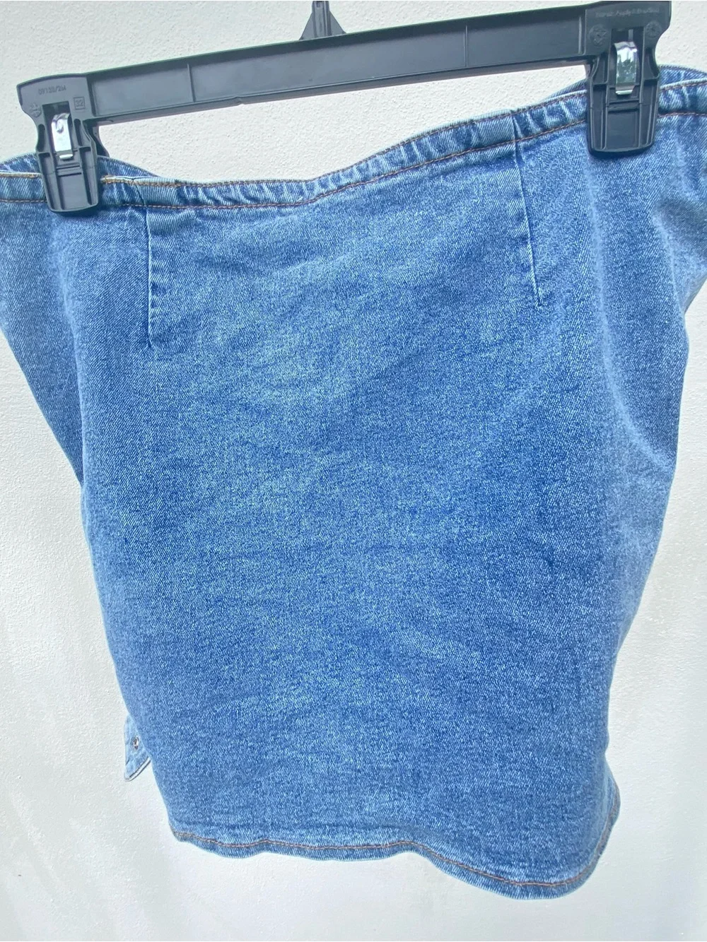 Oversized Crossed Buckle Denim Mini Skirt Size Large - Picture 4 of 5